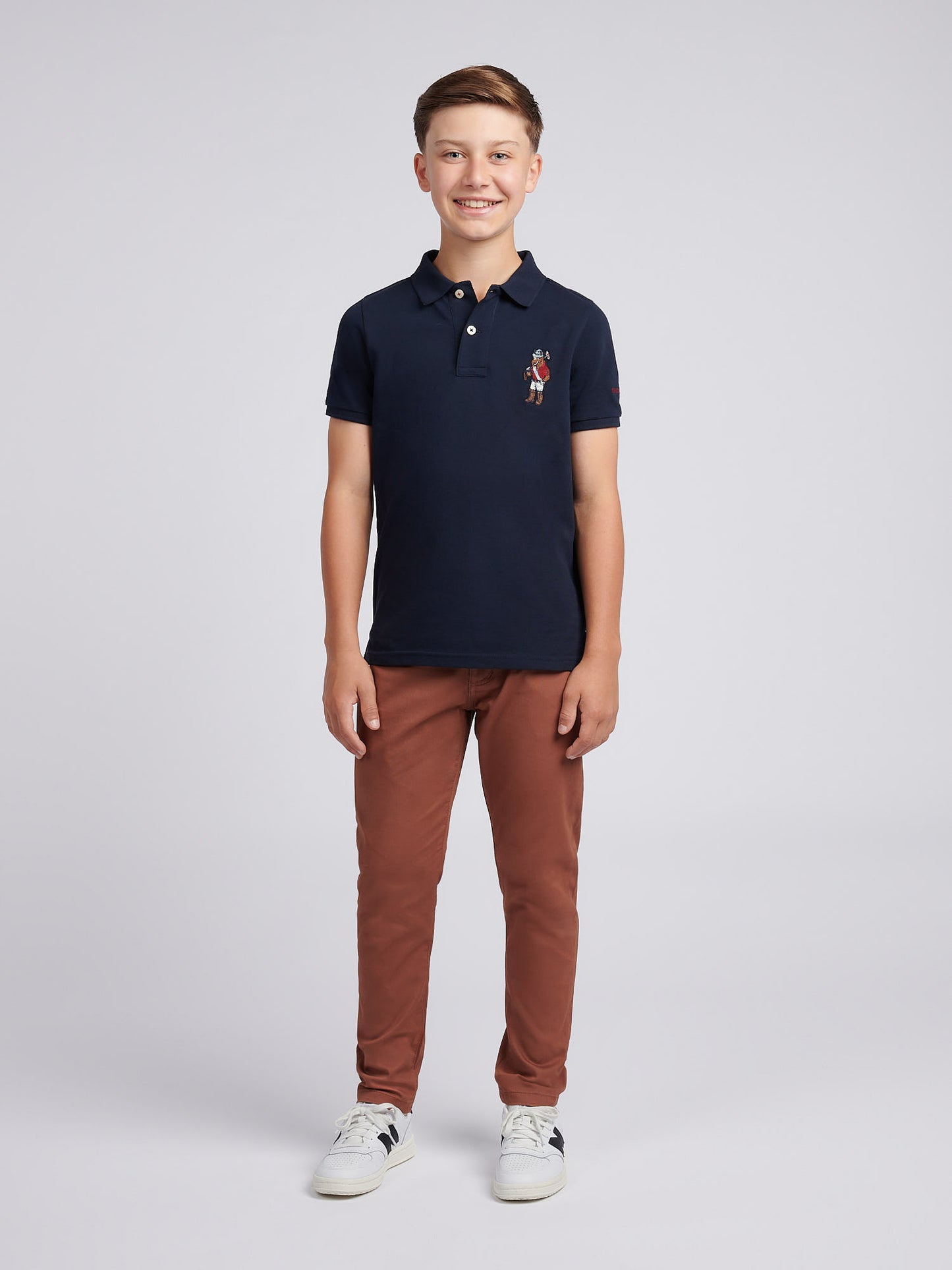 Boys Chuck Polo Shirt in Dark Sapphire Navy