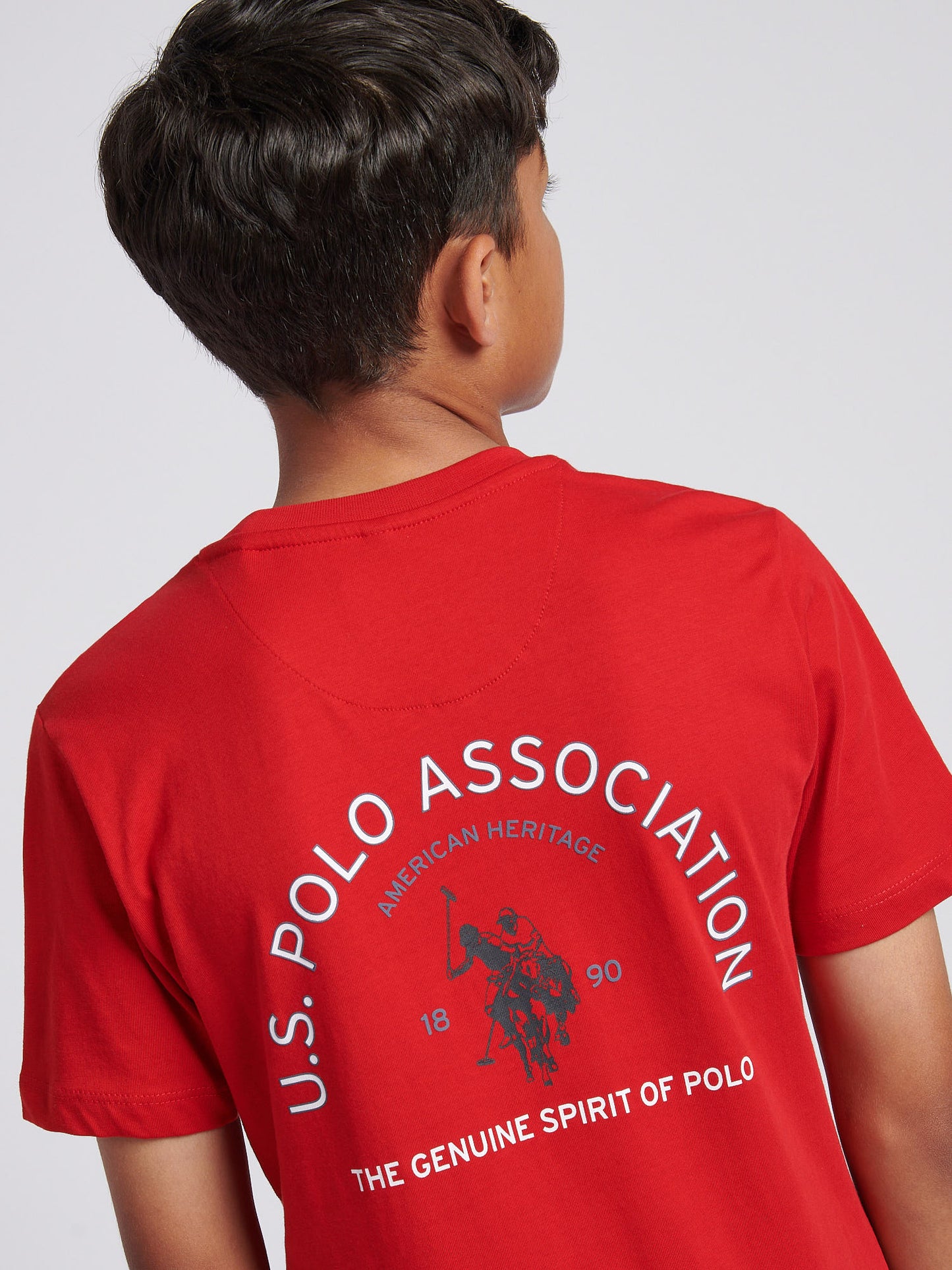 Boys Front Back Print Graphic T-Shirt in Haute Red