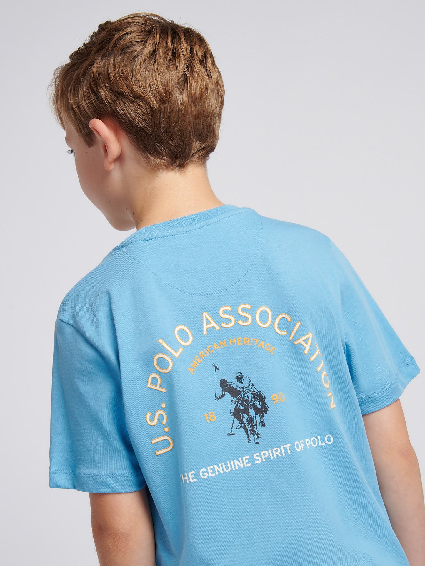 Boys Front Back Print Graphic T-Shirt in Heritage Blue