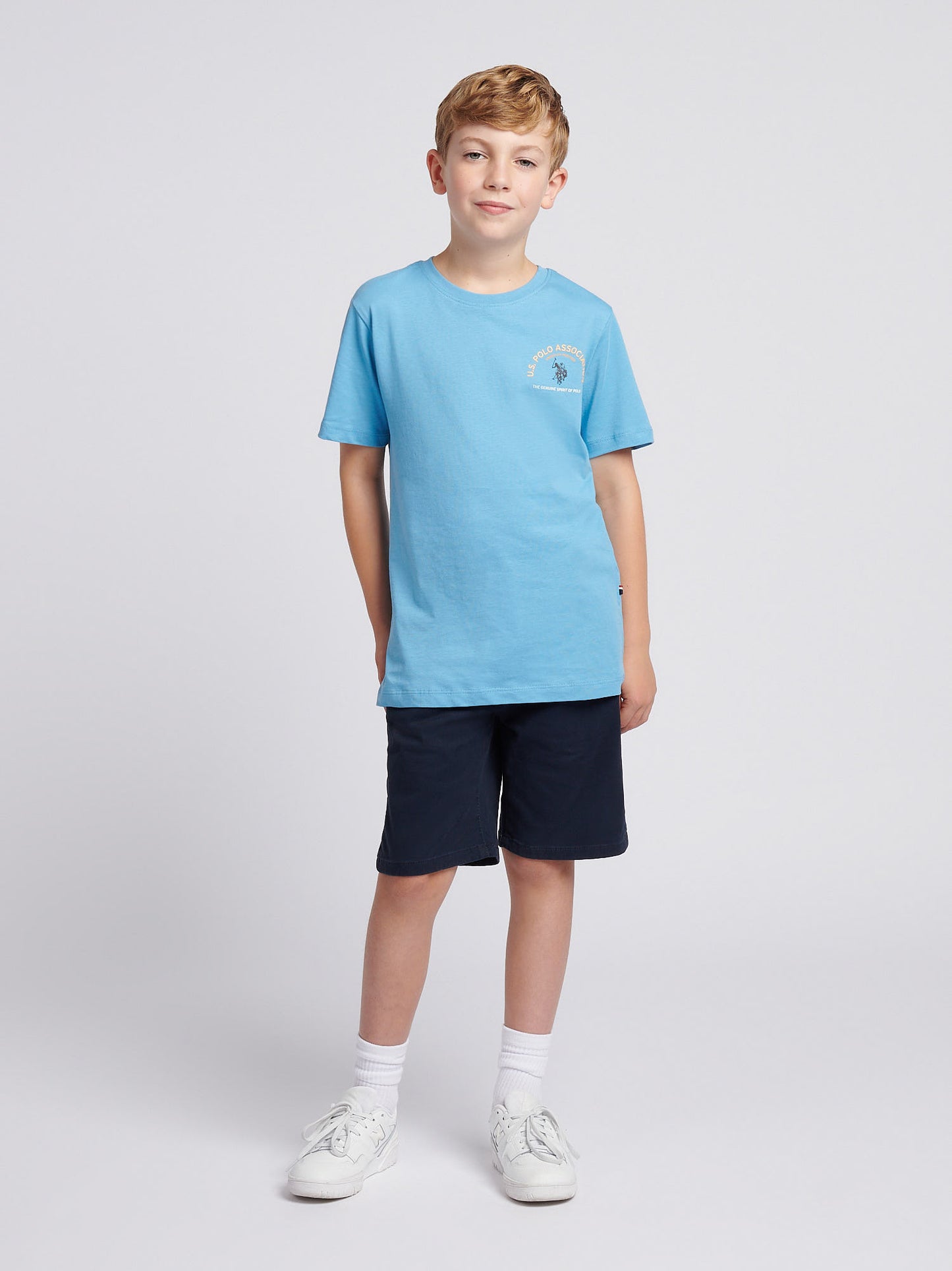 Boys Front Back Print Graphic T-Shirt in Heritage Blue