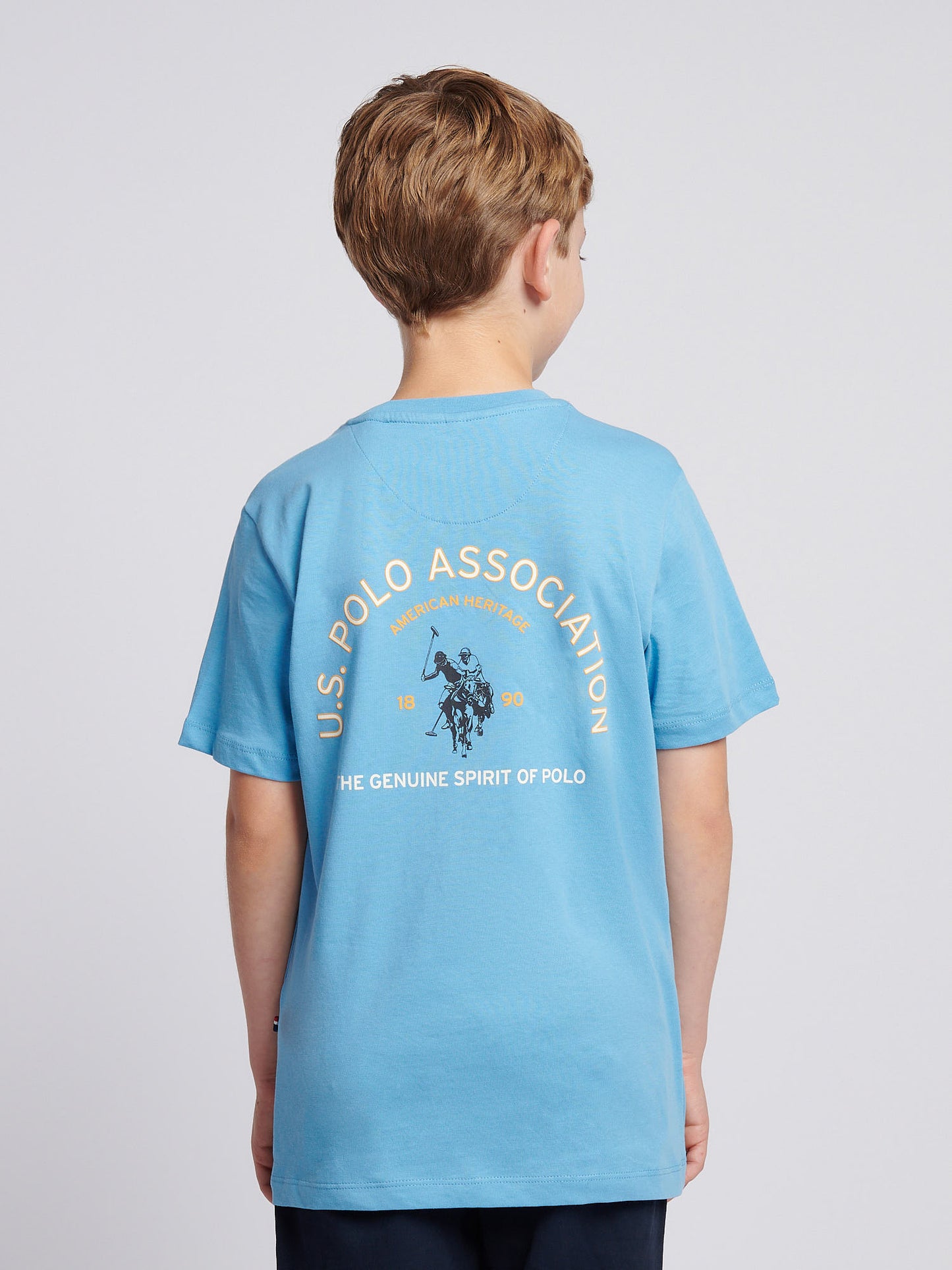 Boys Front Back Print Graphic T-Shirt in Heritage Blue
