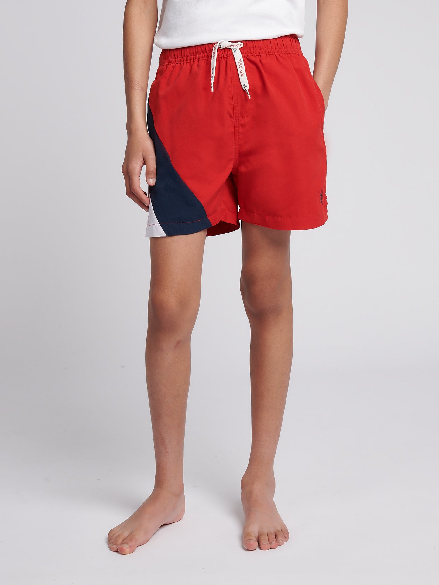 Boys Cut and Sew Swim Short in Navy Blue