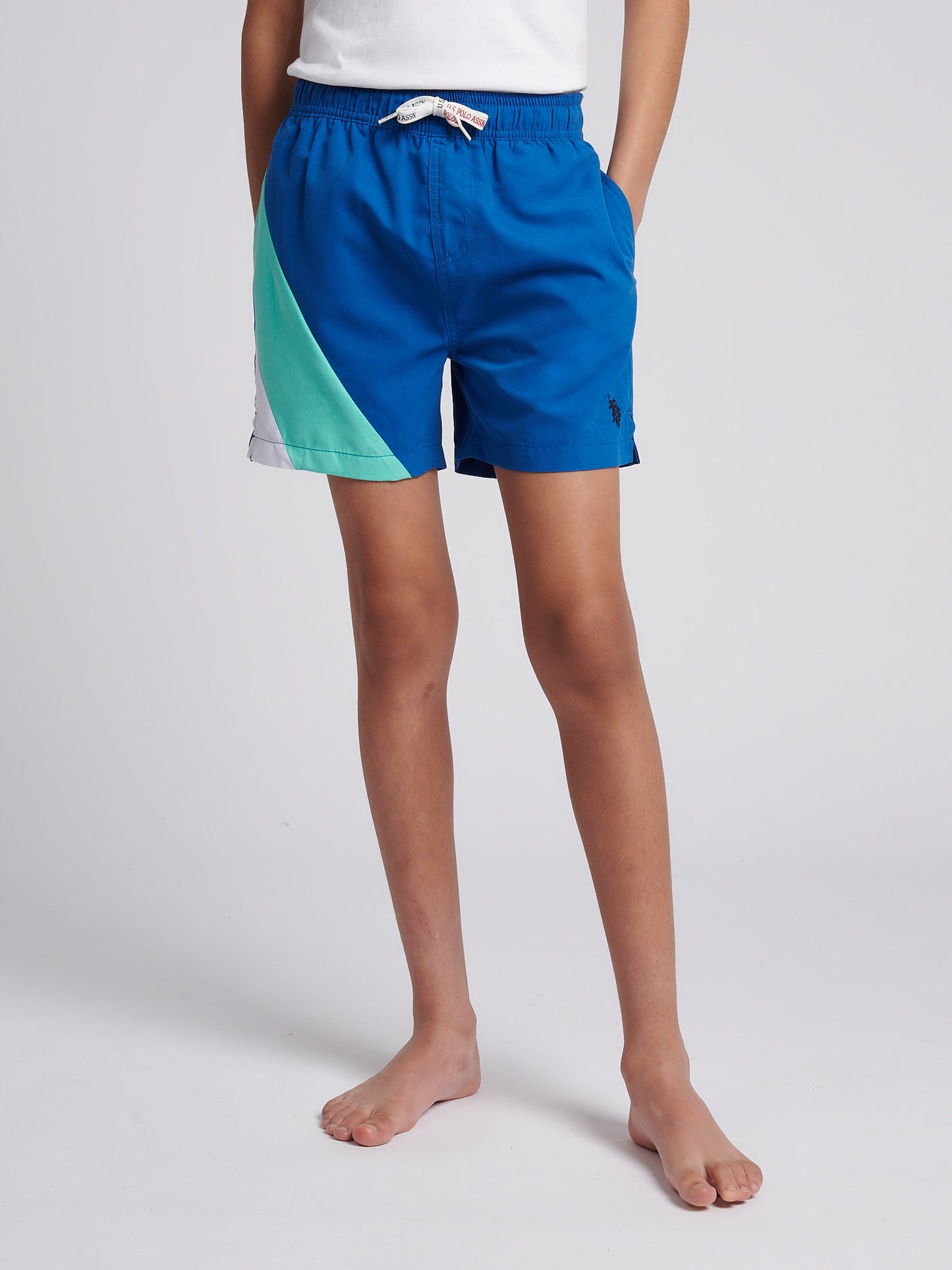 Boys Cut and Sew Swim Short in Galaxy Blue