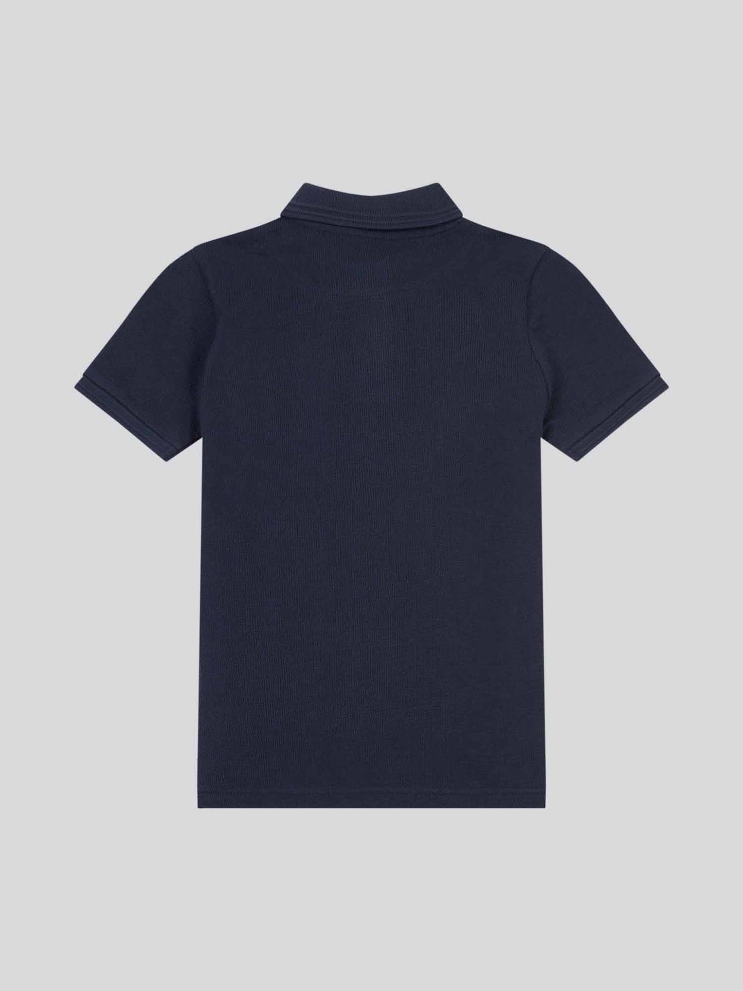 Boys Texture Terry Polo Shirt in Dark Sapphire Navy / Moonlight Blue DHM