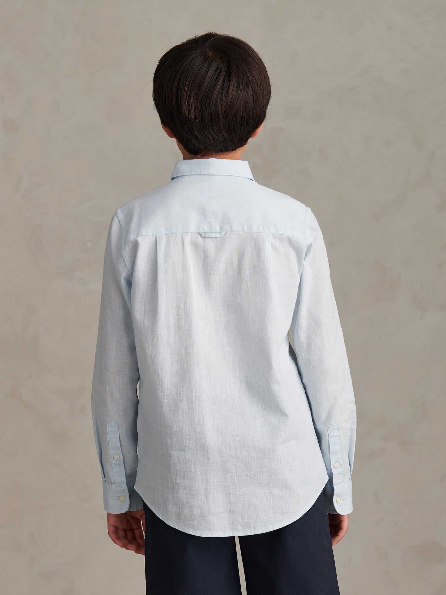 Boys Linen Blend Shirt Ice Blue