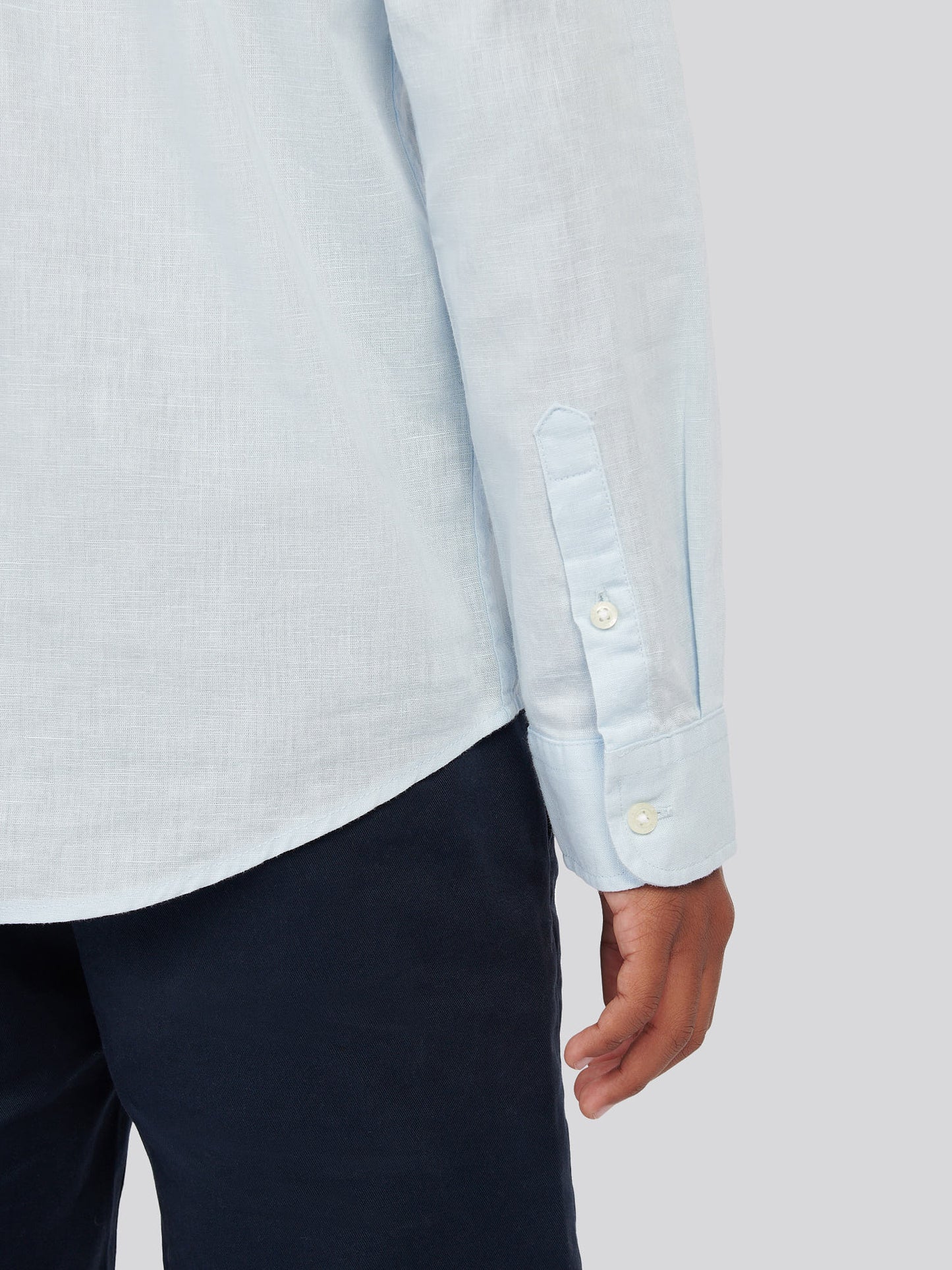 Boys Linen Blend Shirt Ice Blue