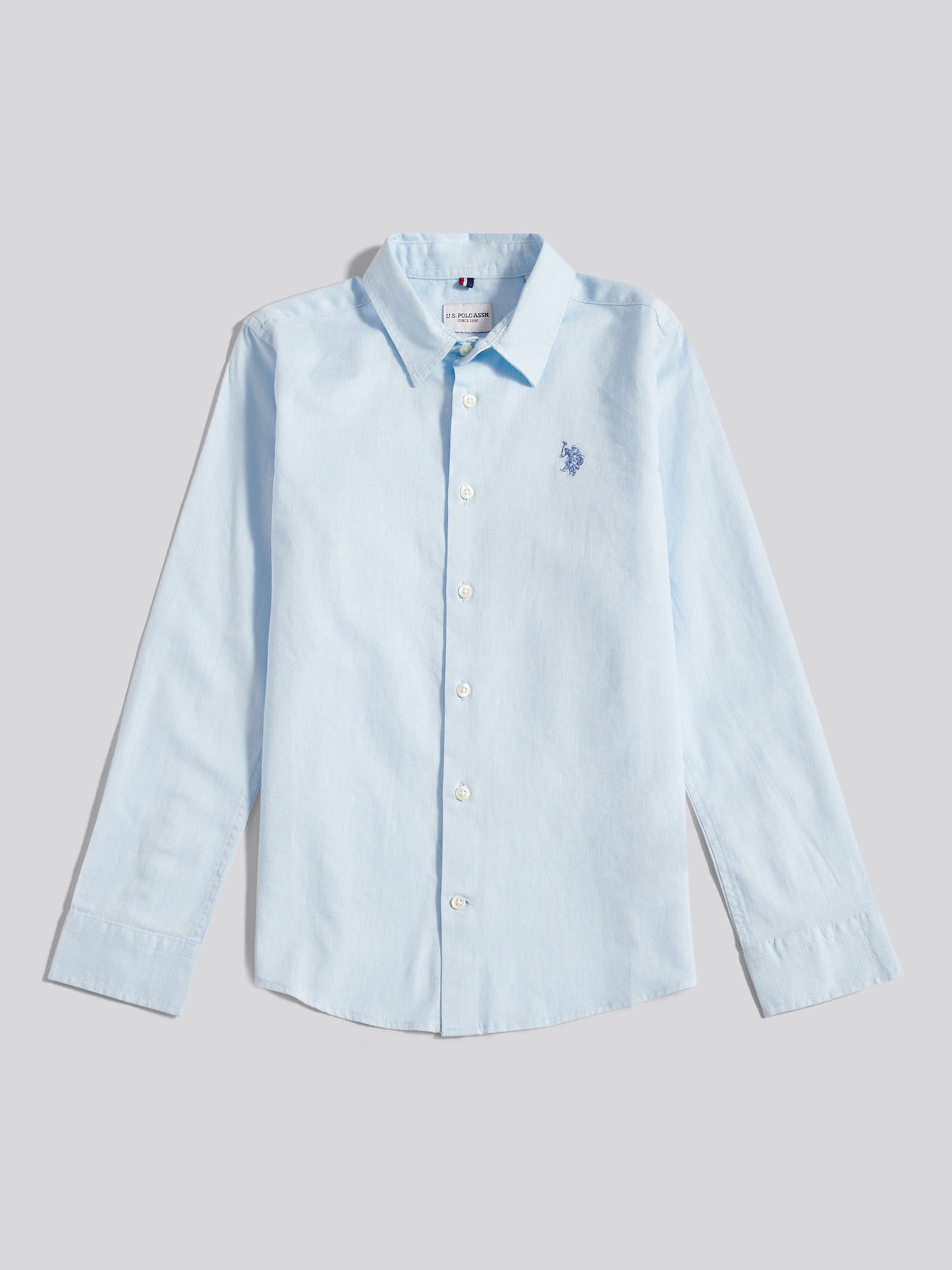 Boys Linen Blend Shirt Ice Blue