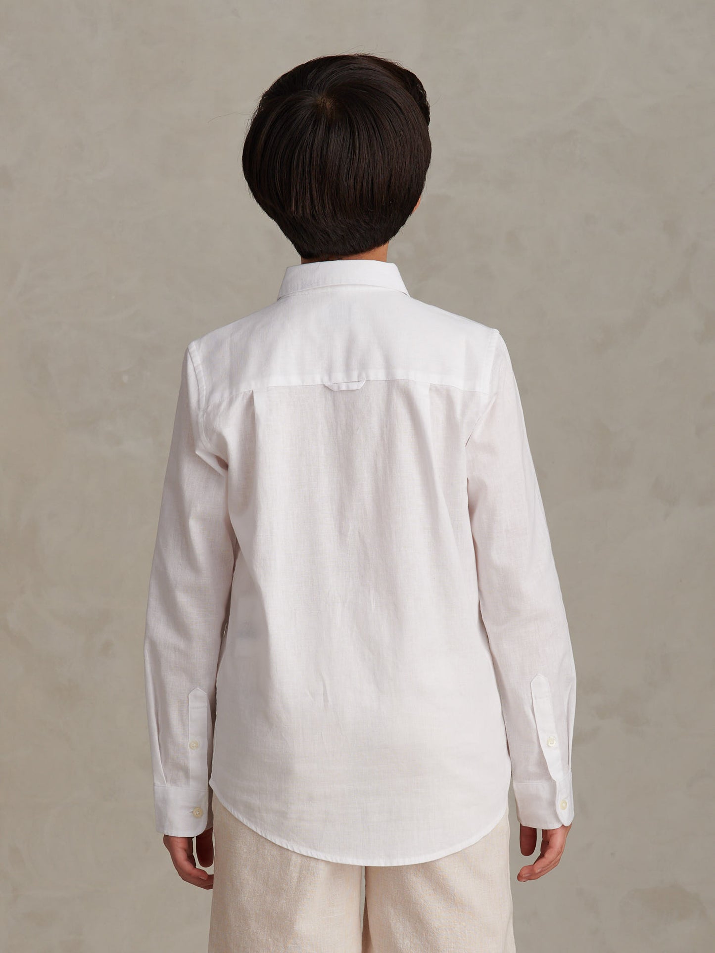 Boys Linen Blend Shirt Bright White / Harbour Mist