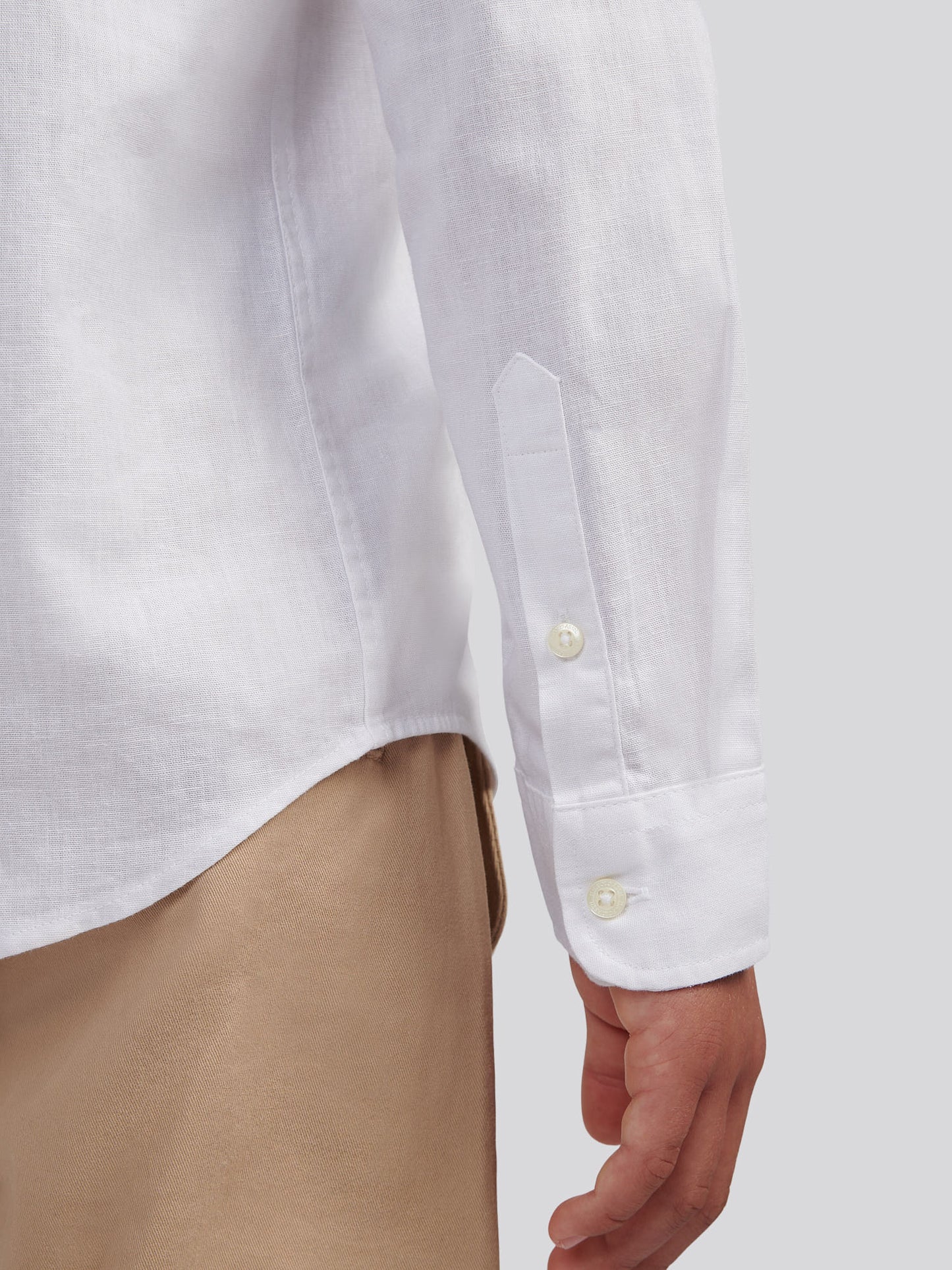 Boys Linen Blend Shirt Bright White / Harbour Mist