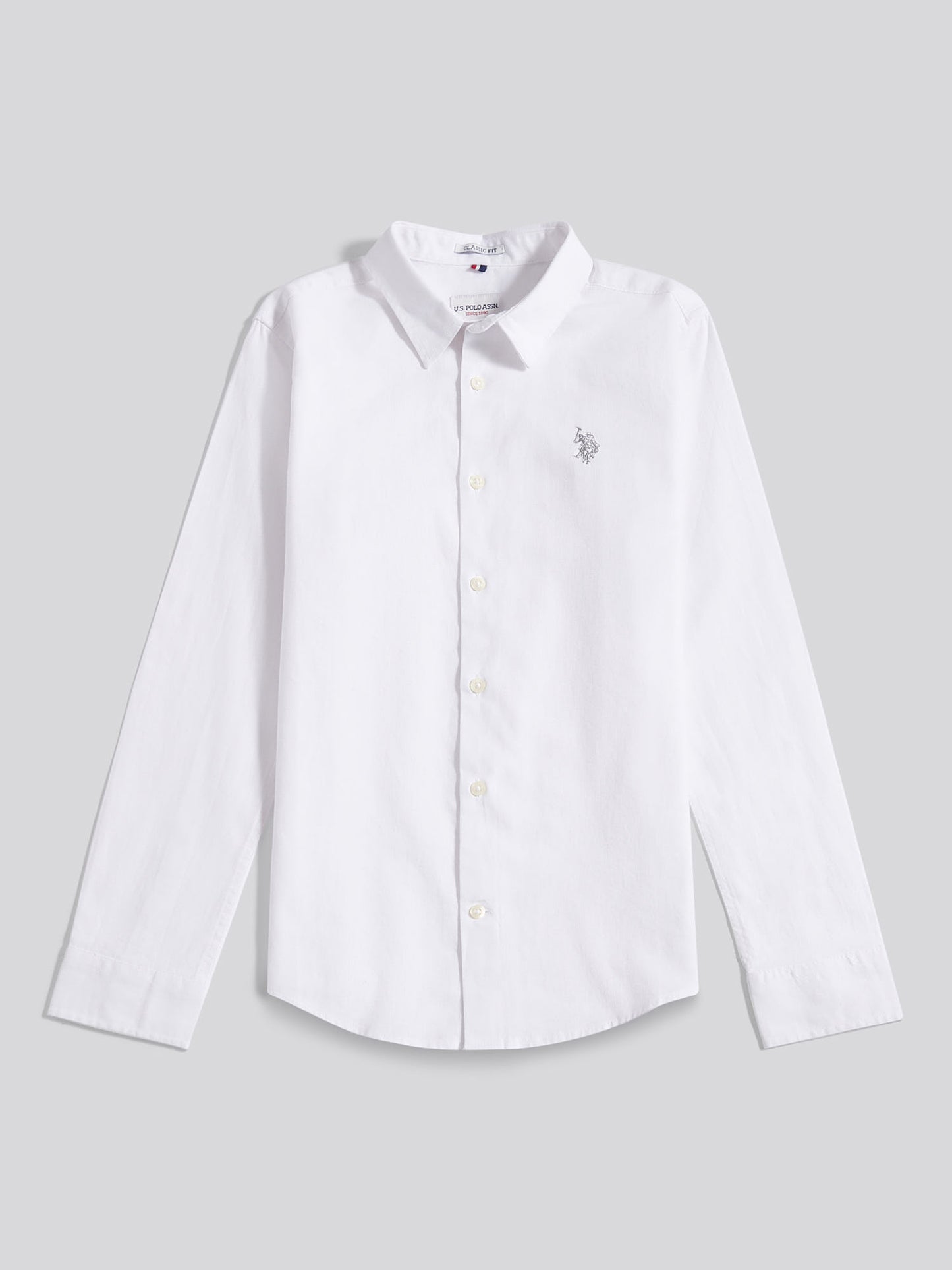 Boys Linen Blend Shirt Bright White / Harbour Mist