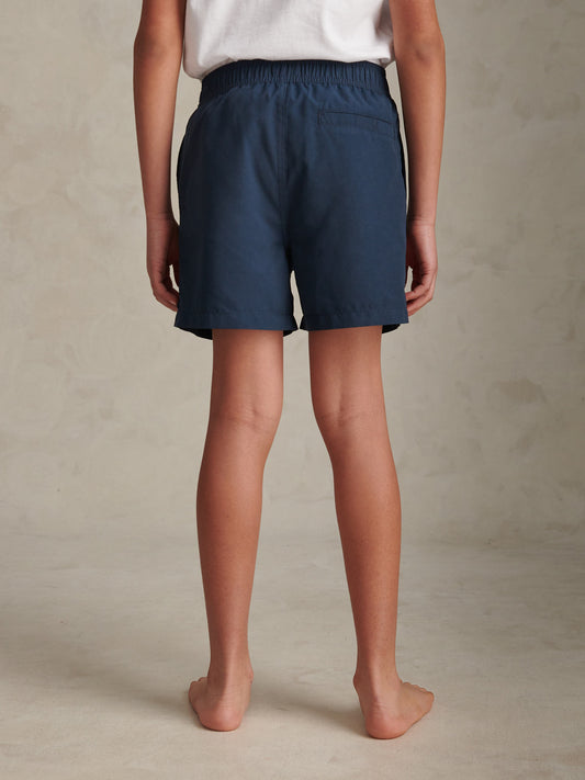 Boys Player 3 Swim Shorts Dark Sapphire Navy / Haute Red DHM