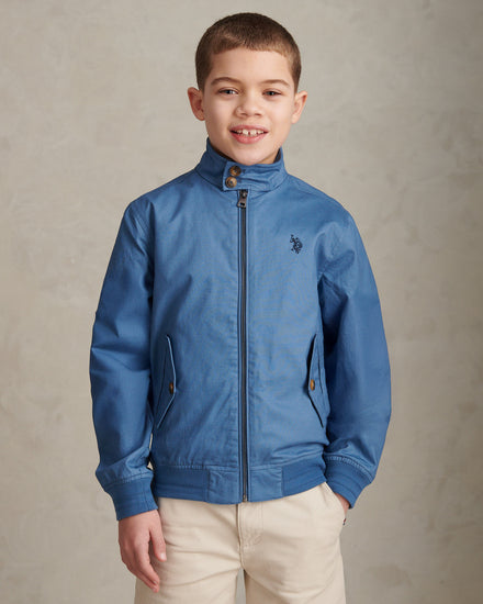 Boys Cotton Twill Harrington Jacket Blue Horizon