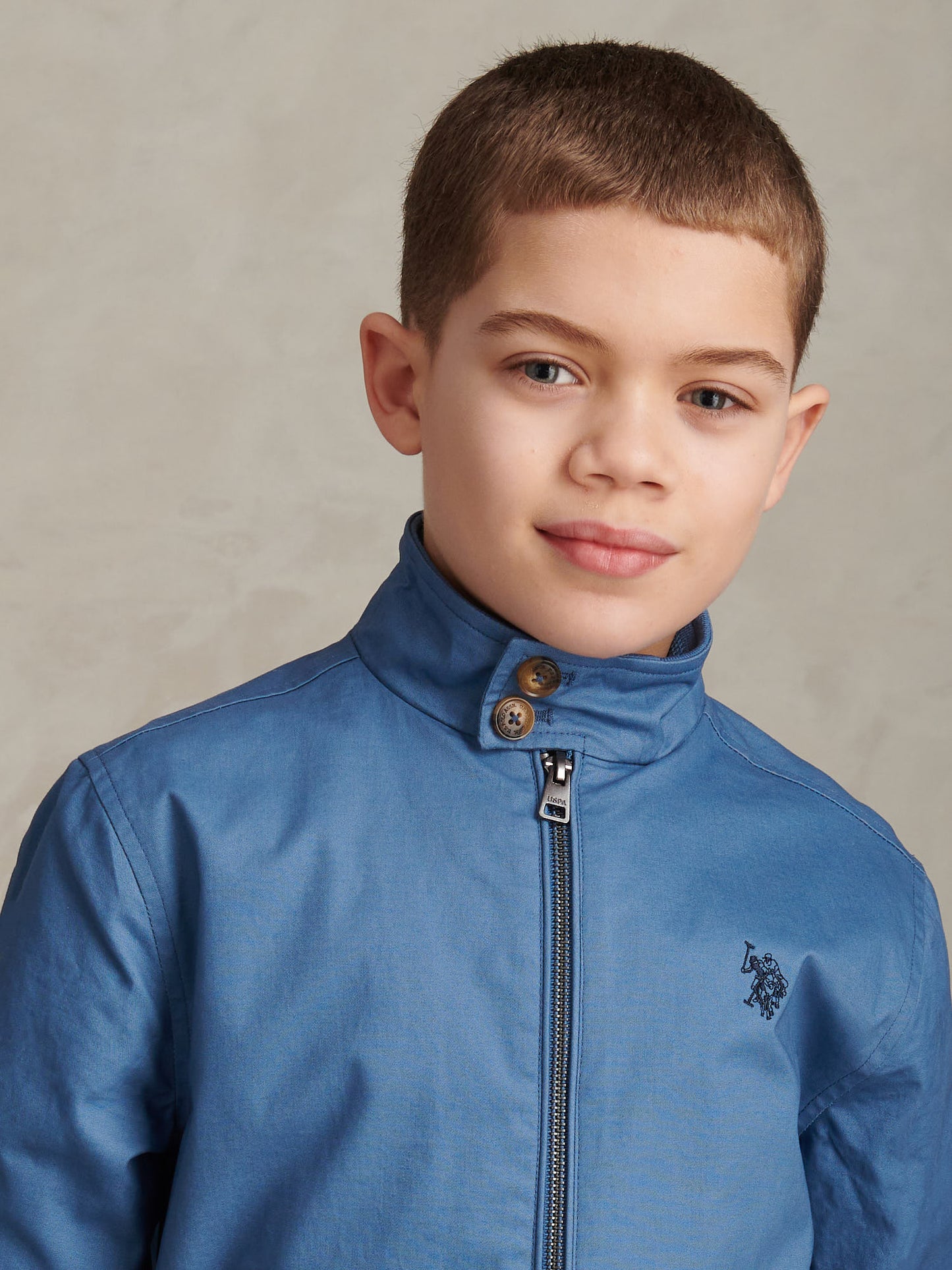 Boys Cotton Twill Harrington Jacket Blue Horizon