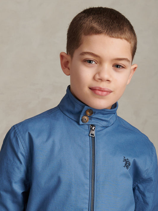 Boys Cotton Twill Harrington Jacket Blue Horizon