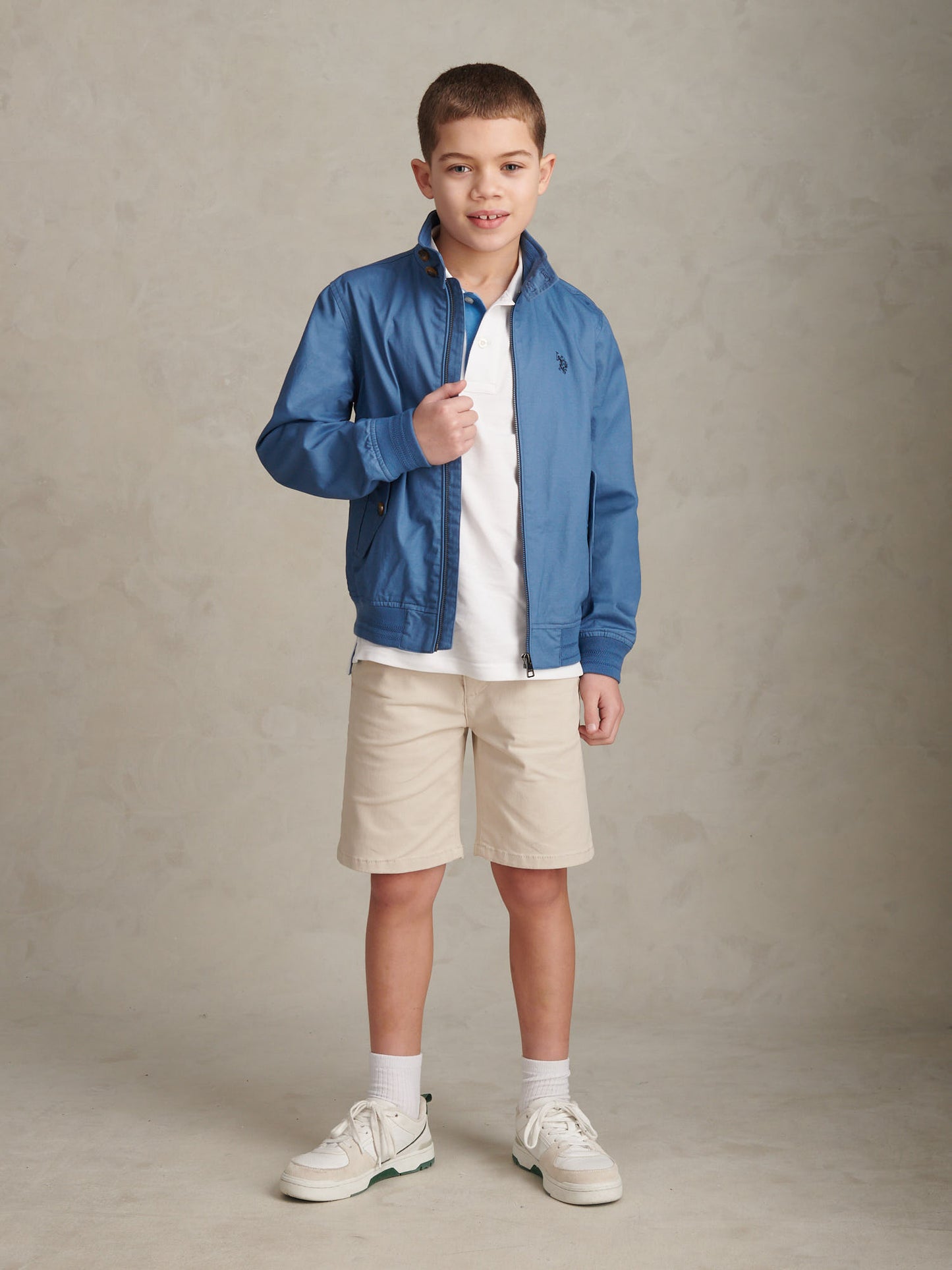 Boys Cotton Twill Harrington Jacket Blue Horizon