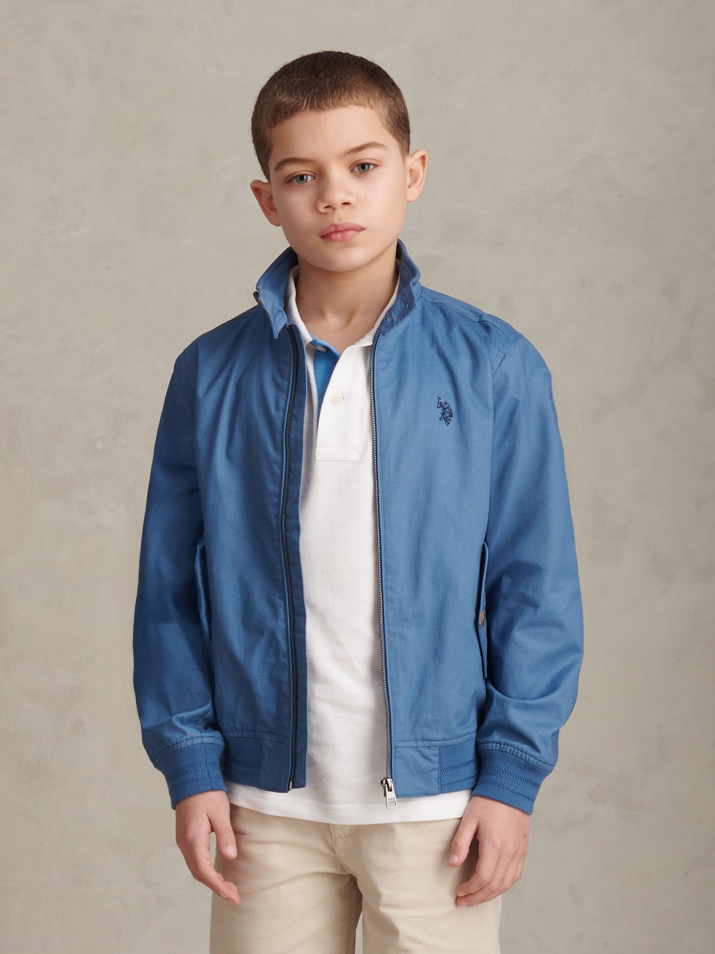 Boys Cotton Twill Harrington Jacket Blue Horizon