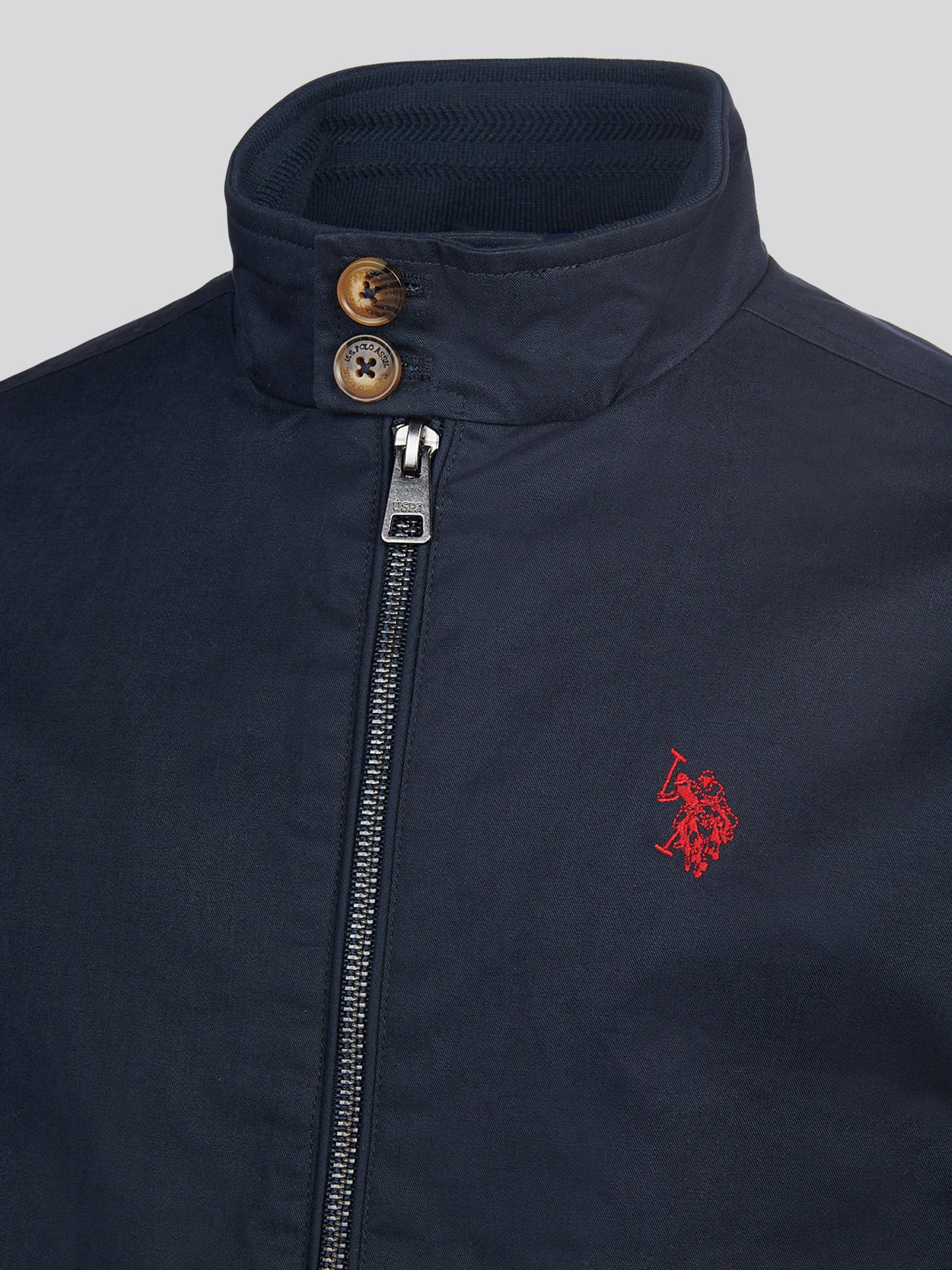 Boys Cotton Twill Harrington Jacket Dark Sapphire Navy / Haute Red DHM