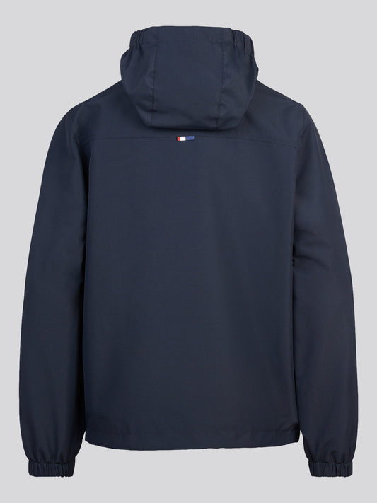 Boys Mesh Lined Hooded Windbreaker Dark Sapphire Navy / Haute Red DHM