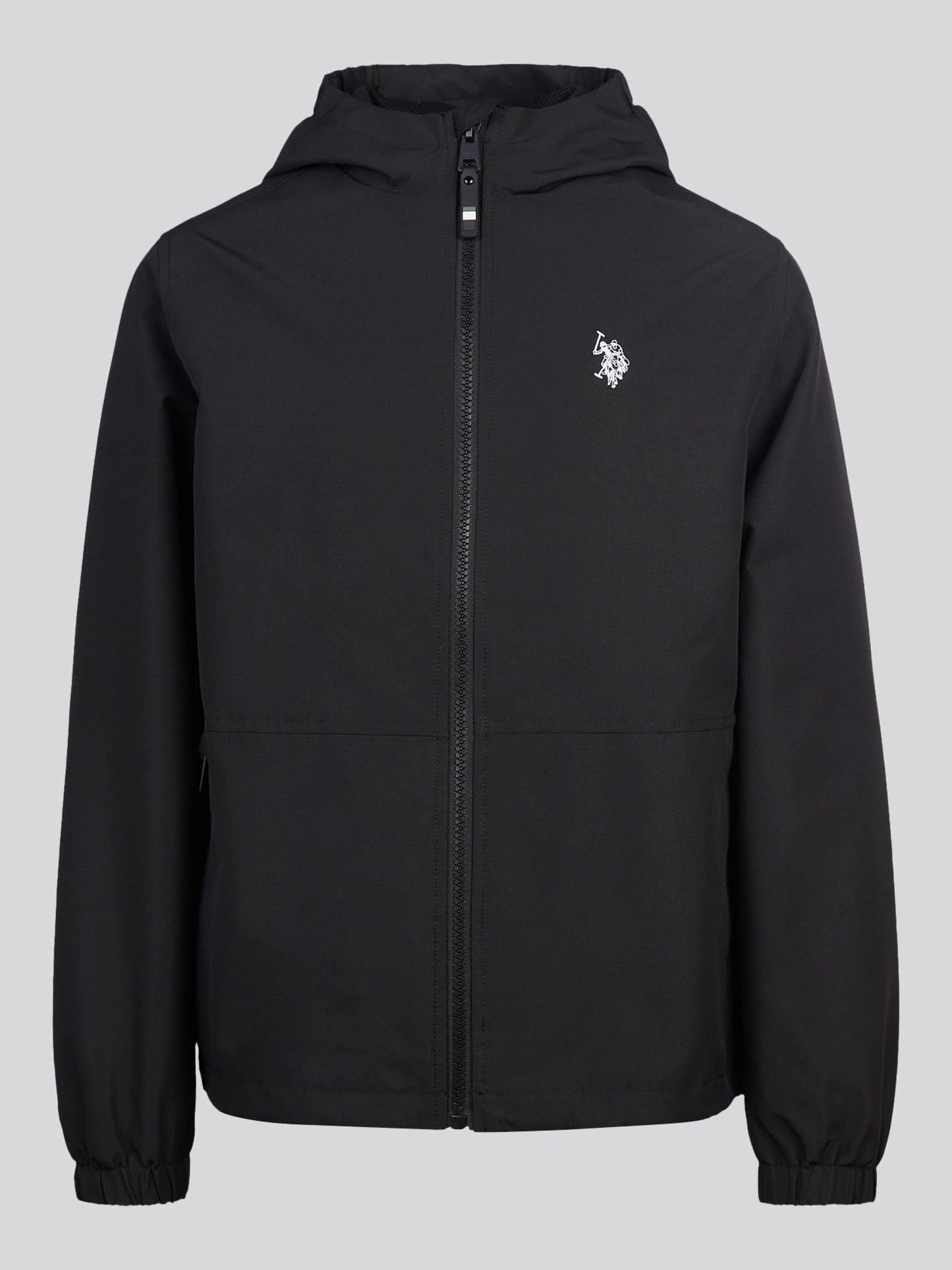 Boys Mesh Lined Hooded Windbreaker Black Bright White DHM