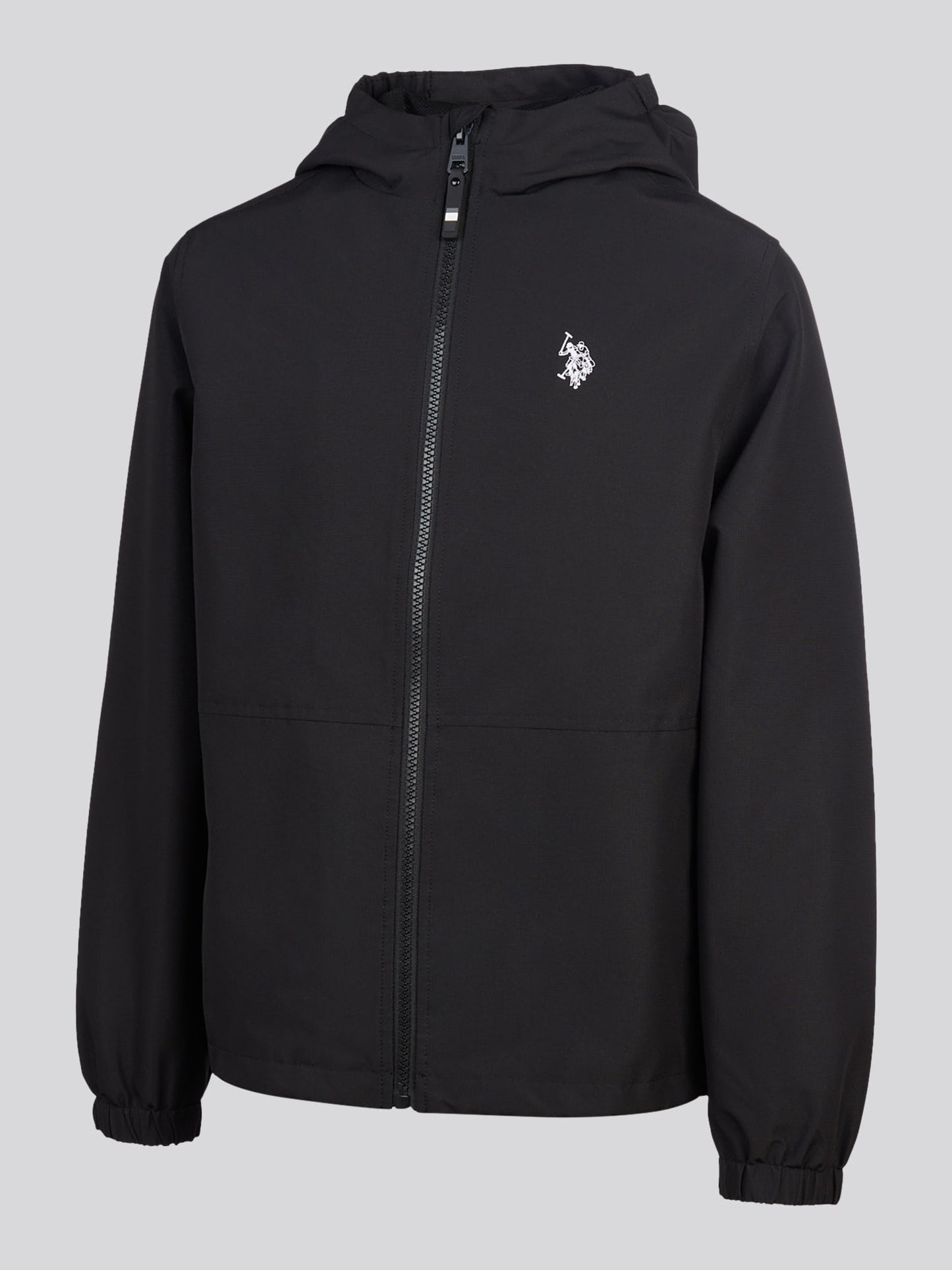 Boys Mesh Lined Hooded Windbreaker Black Bright White DHM