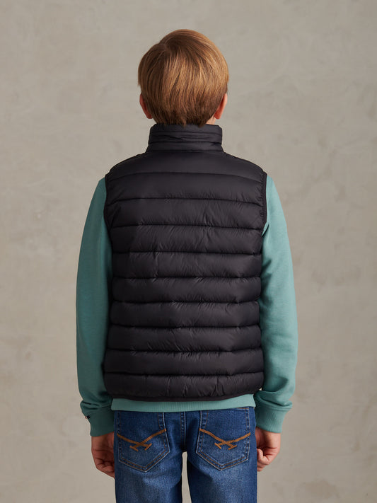 Boys Lightweight Quilted Gilet Black Bright White DHM