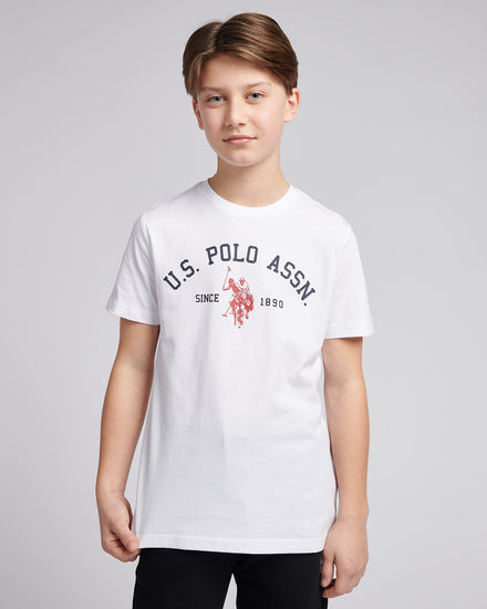 Boys Signature Arch Print T-Shirt in Bright White