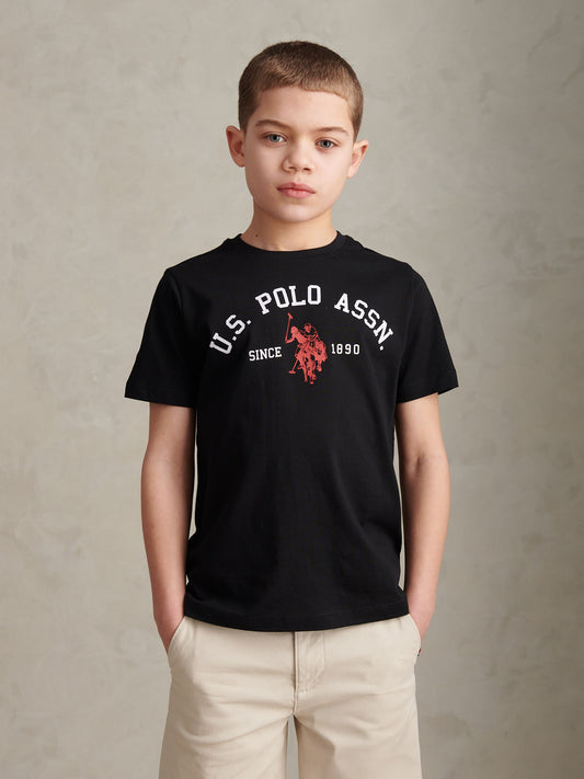 Boys Signature Arch Print T-Shirt Black
