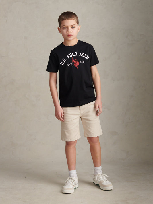 Boys Signature Arch Print T-Shirt Black
