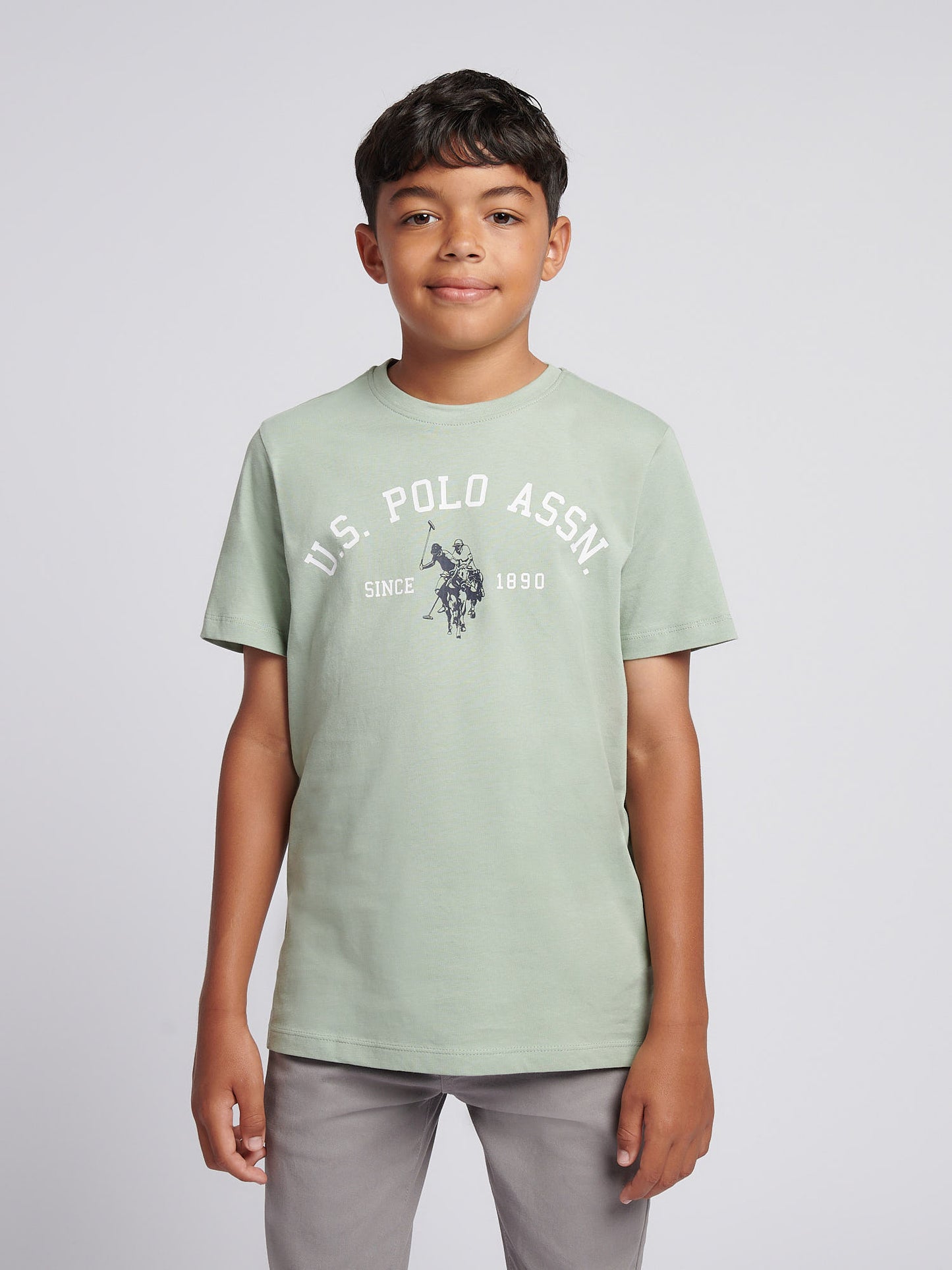 Boys Signature Arch Print T-Shirt in Iceberg Green