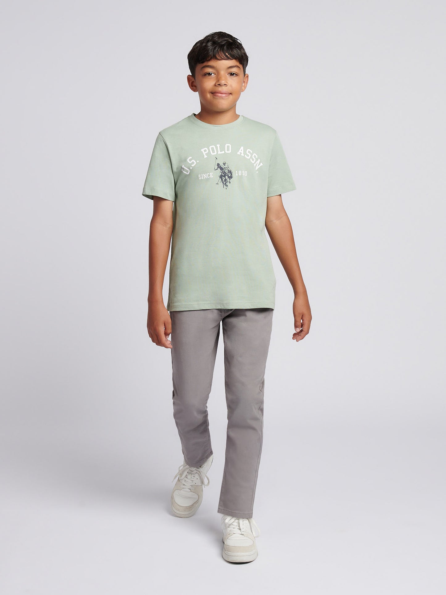 Boys Signature Arch Print T-Shirt in Iceberg Green