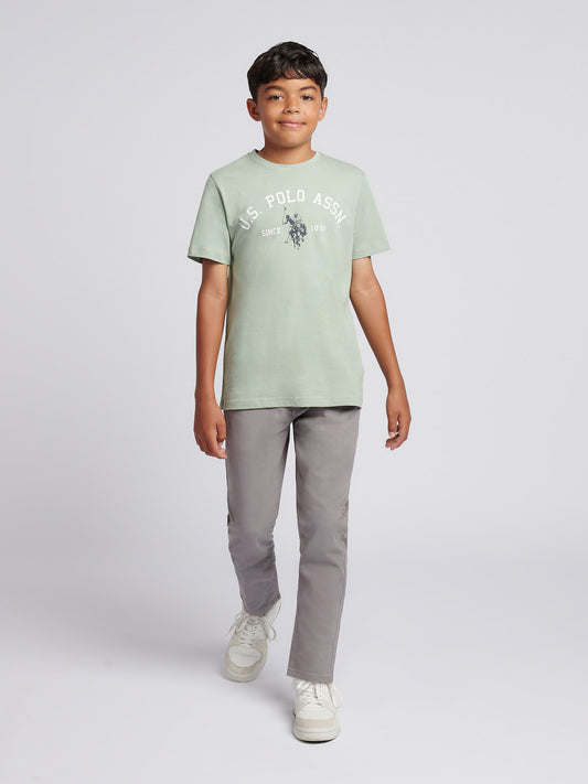 Boys Signature Arch Print T-Shirt in Iceberg Green