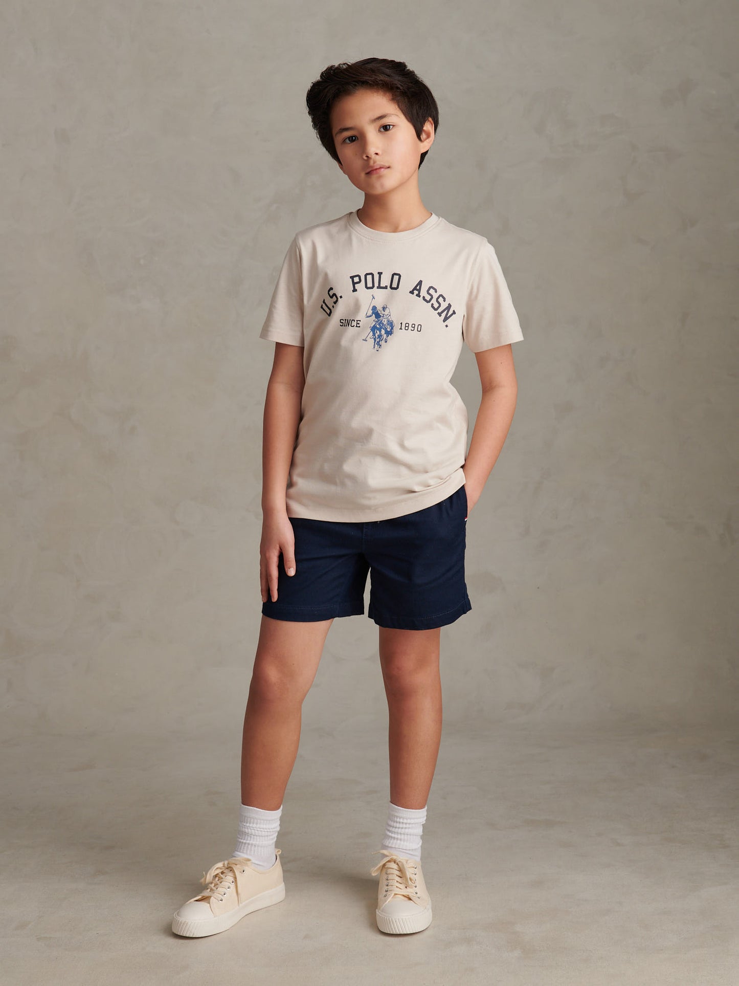 Boys Signature Arch Print T-Shirt Beige