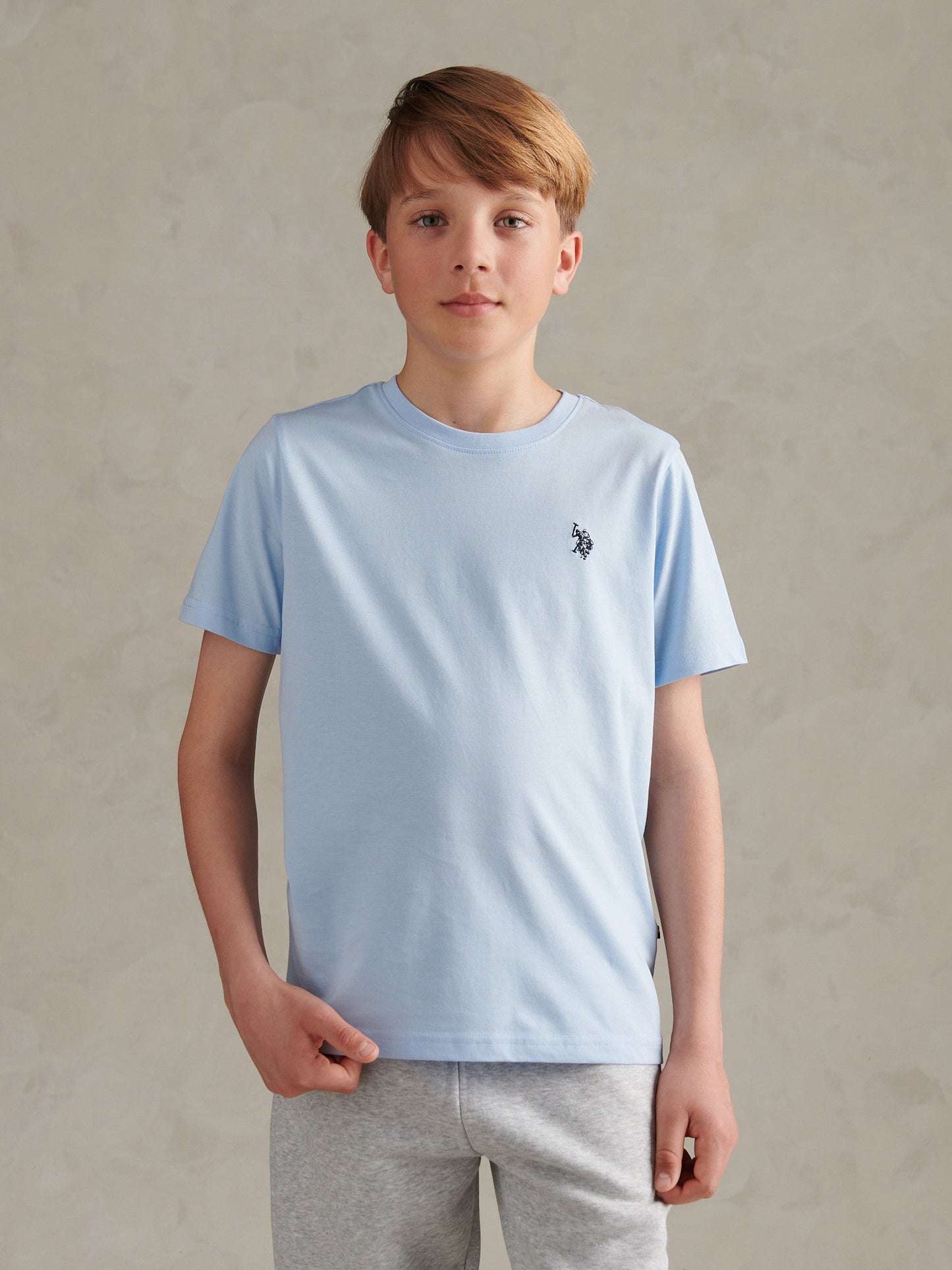 Boys Texture Double Horsemen T-Shirt Chambray Blue