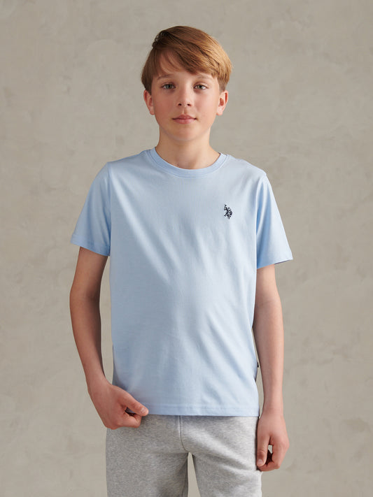 Boys Texture Double Horsemen T-Shirt Chambray Blue