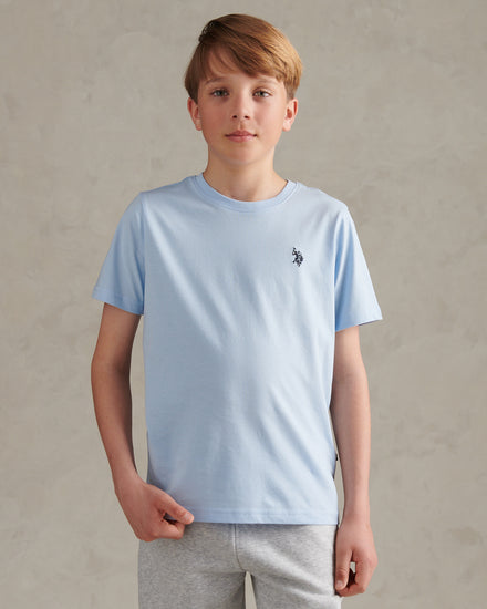 Boys Texture Double Horsemen T-Shirt Chambray Blue