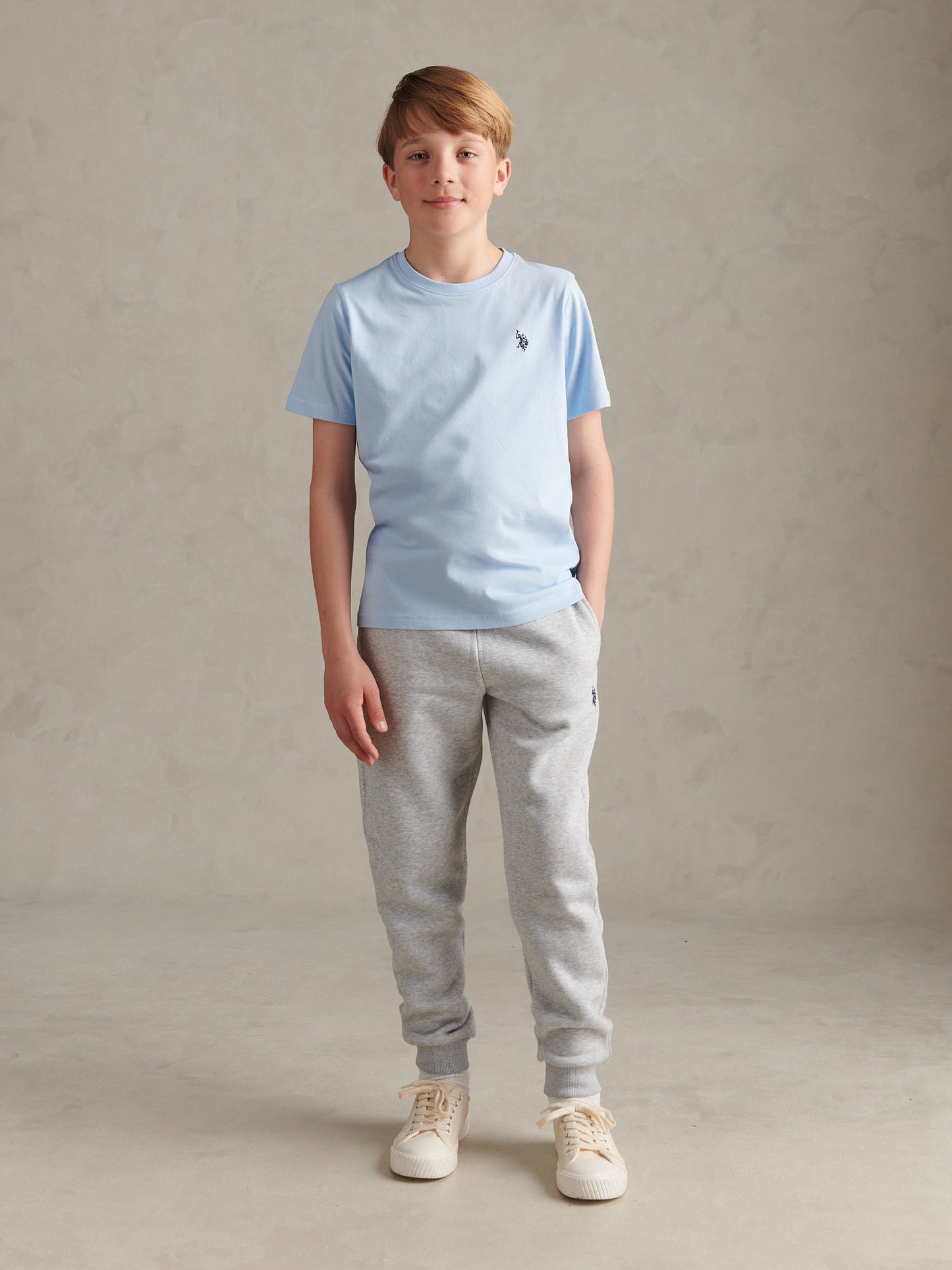 Boys Texture Double Horsemen T-Shirt Chambray Blue