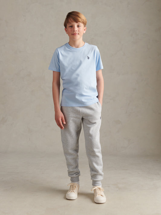Boys Texture Double Horsemen T-Shirt Chambray Blue