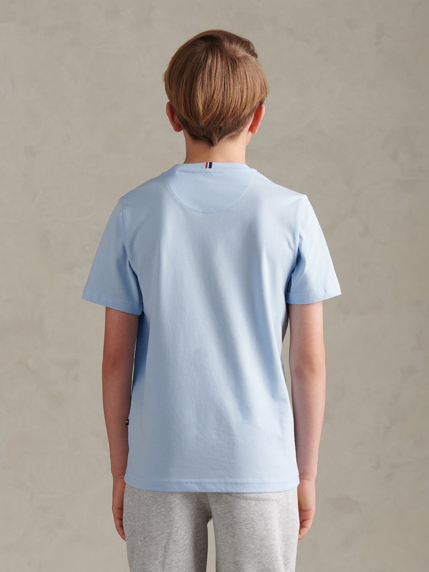 Boys Texture Double Horsemen T-Shirt Chambray Blue