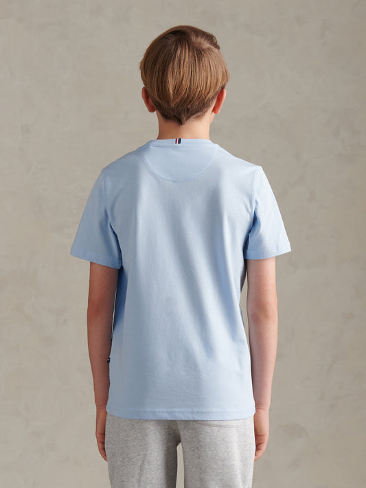 Boys Texture Double Horsemen T-Shirt Chambray Blue