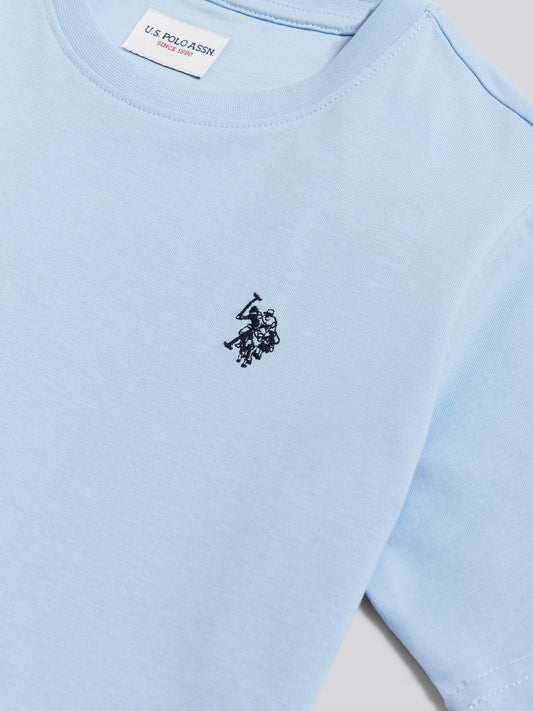 Boys Texture Double Horsemen T-Shirt Chambray Blue