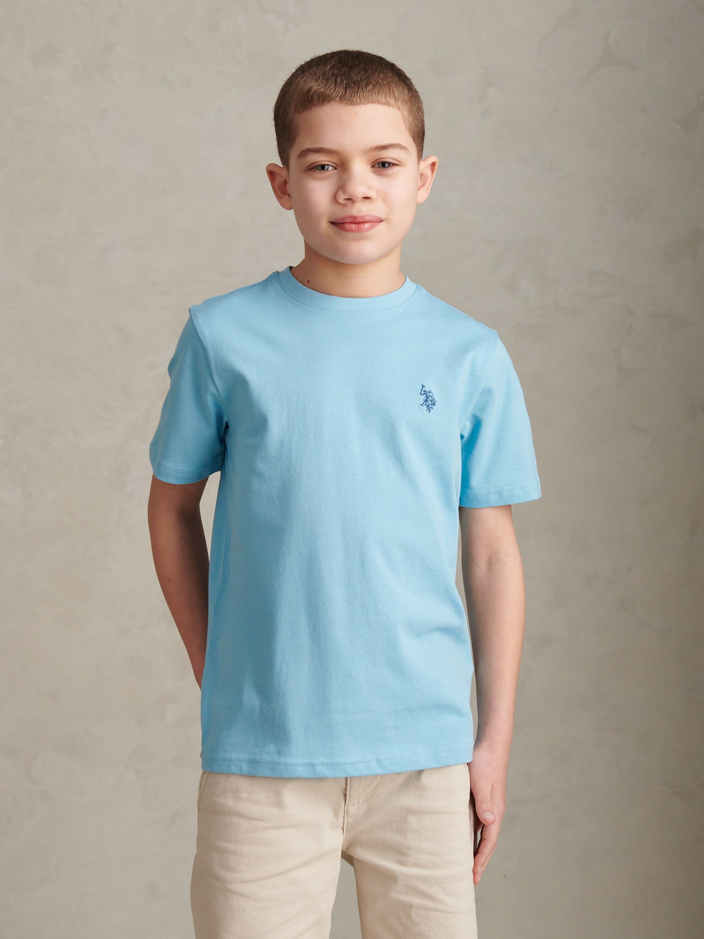 Boys Texture Double Horsemen T-Shirt Air Blue