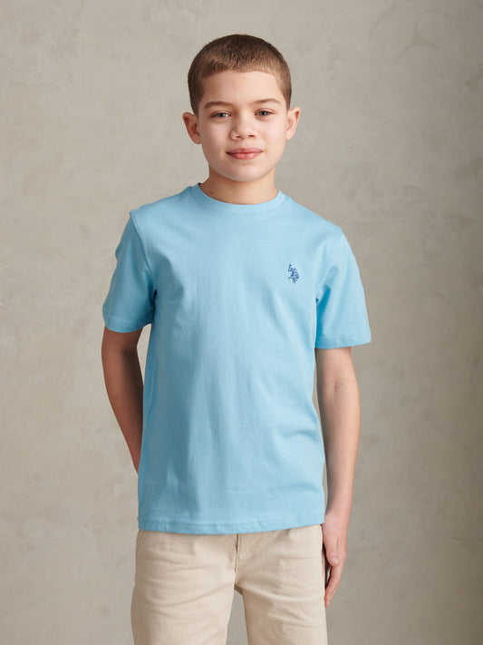 Boys Texture Double Horsemen T-Shirt Air Blue