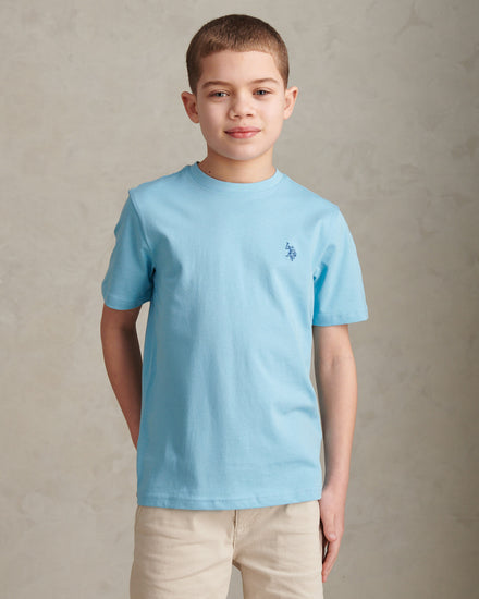 Boys Texture Double Horsemen T-Shirt Air Blue