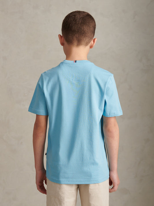 Boys Texture Double Horsemen T-Shirt Air Blue