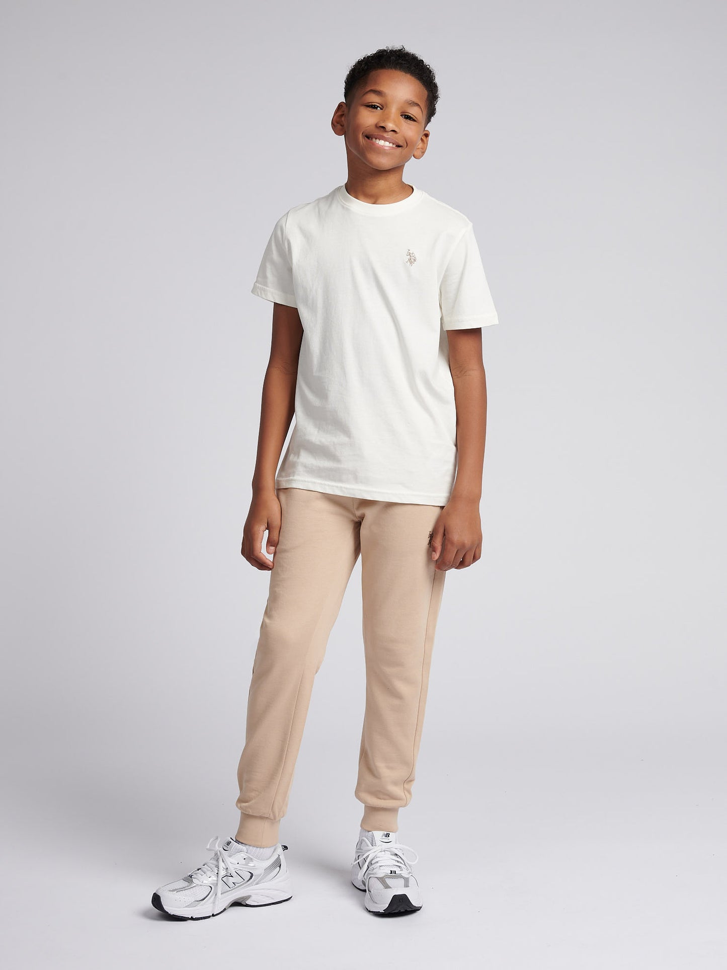 Boys Texture Double Horsemen T-Shirt in Whisper White