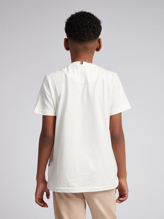 Boys Texture Double Horsemen T-Shirt in Whisper White