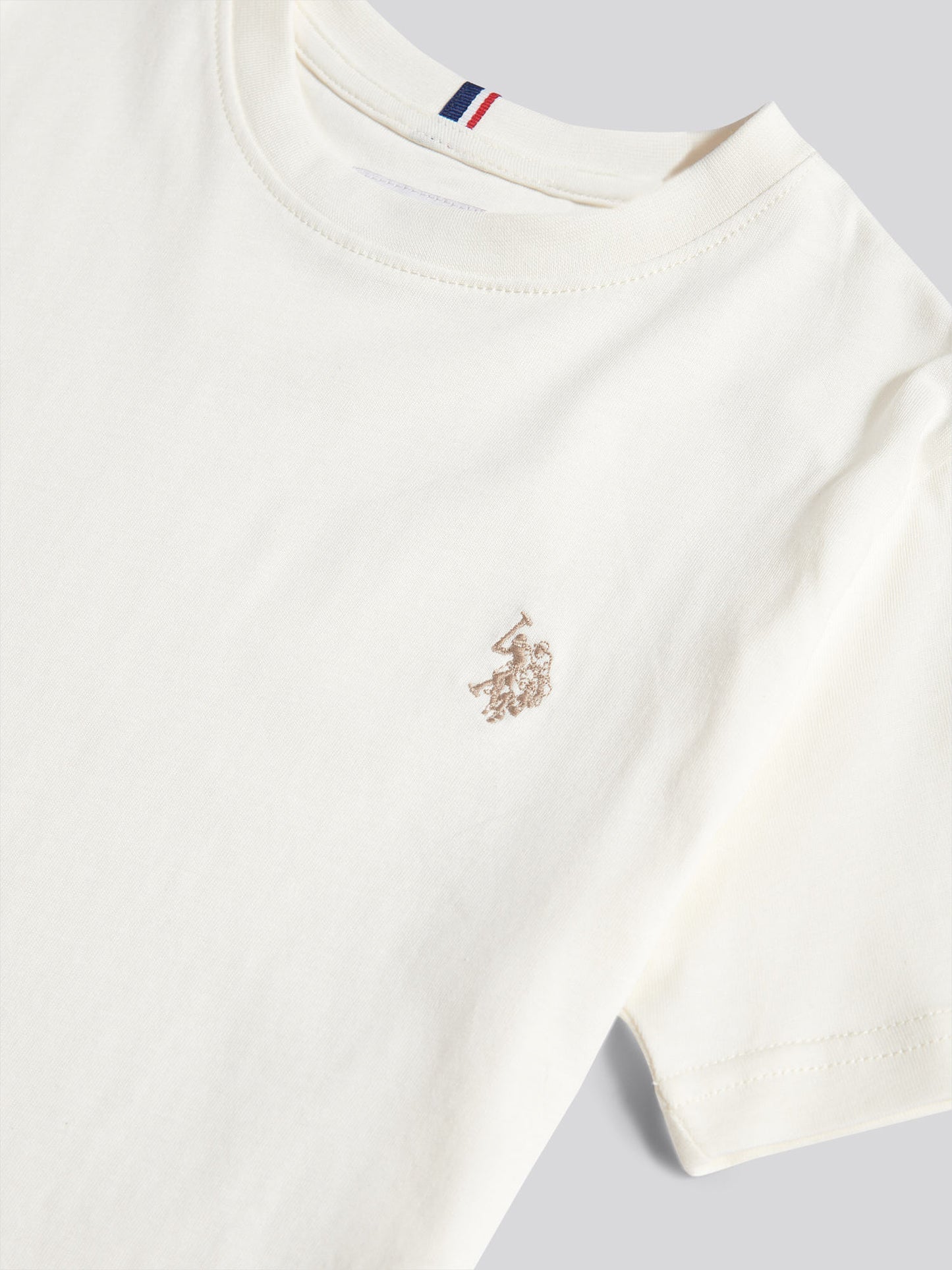 Boys Texture Double Horsemen T-Shirt in Whisper White