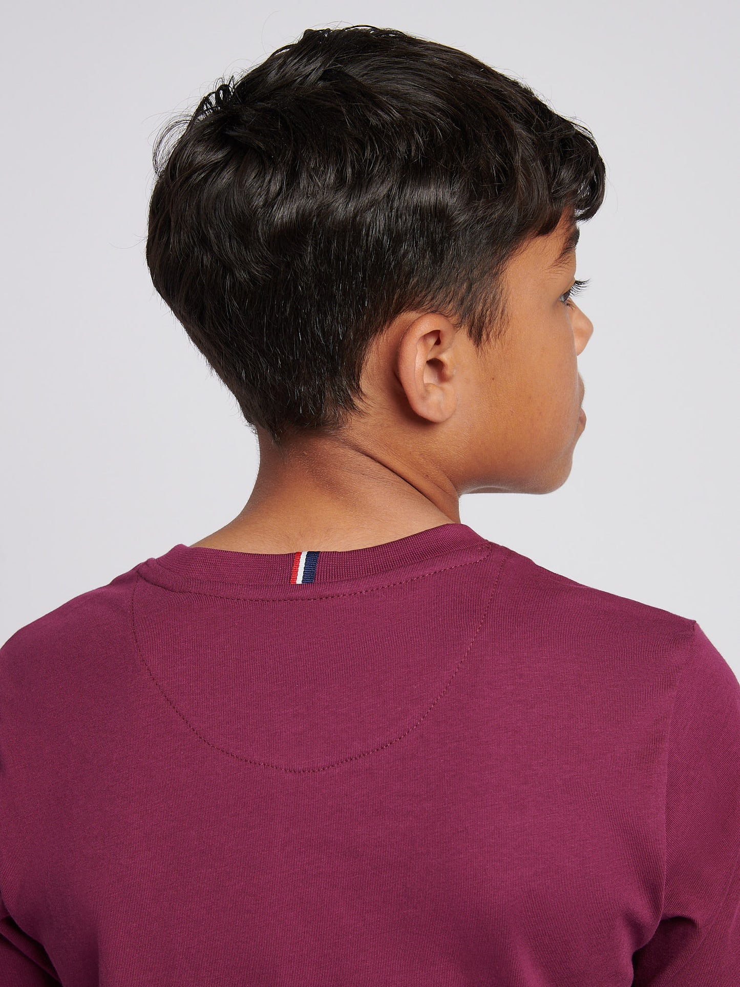 Boys Texture Double Horsemen T-Shirt in Grape Wine