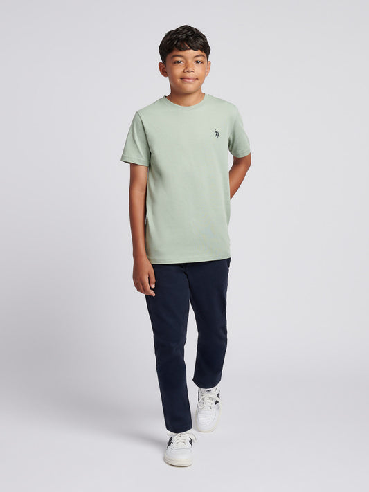 Boys Texture Double Horsemen T-Shirt in Iceberg Green