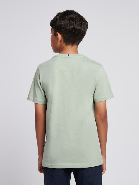 Boys Texture Double Horsemen T-Shirt in Iceberg Green